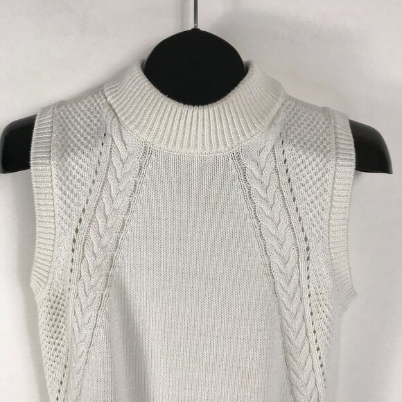 ModCloth Knit Enthusiast Sleeveless Sweater Women's Medium Ivory Career Holiday - Picture 2 of 10